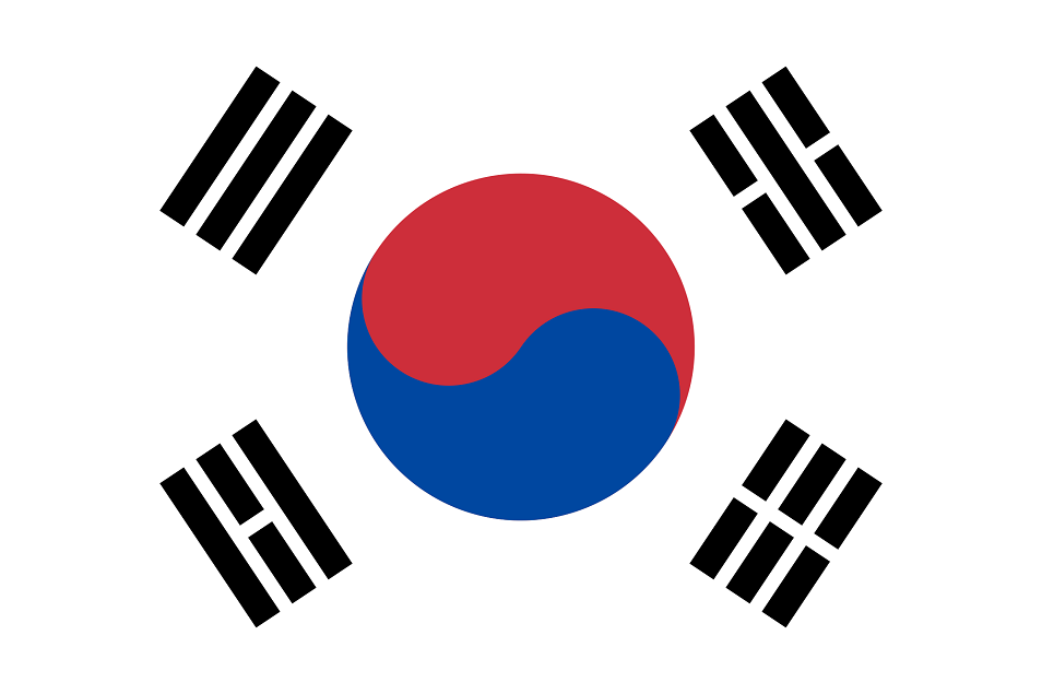 Taekwondo Poomsae 1 hat das Trigramm links oben auf der koreanischen Flagge. Es bedeutet Himmel.